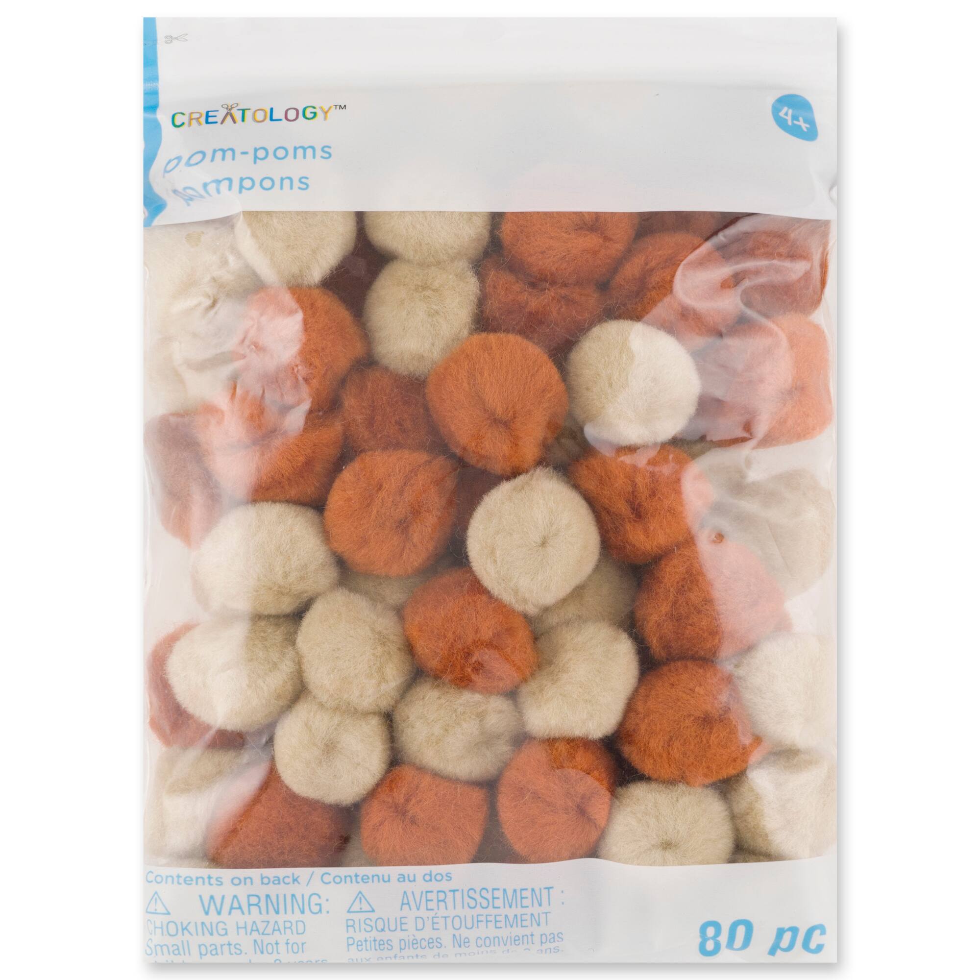 Mixed Brown Pom Poms by Creatology™, 80ct.